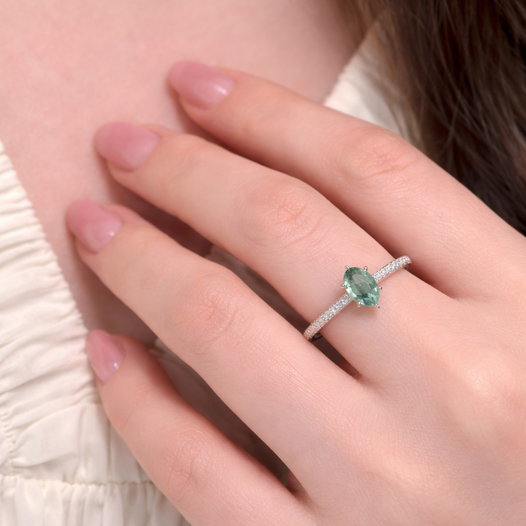 Bague Argent Poire Menthe
