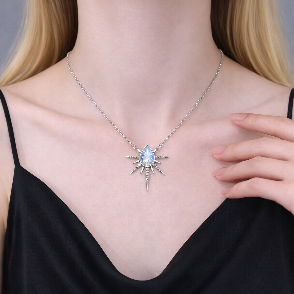 Collier Argent  Étoile Boréale