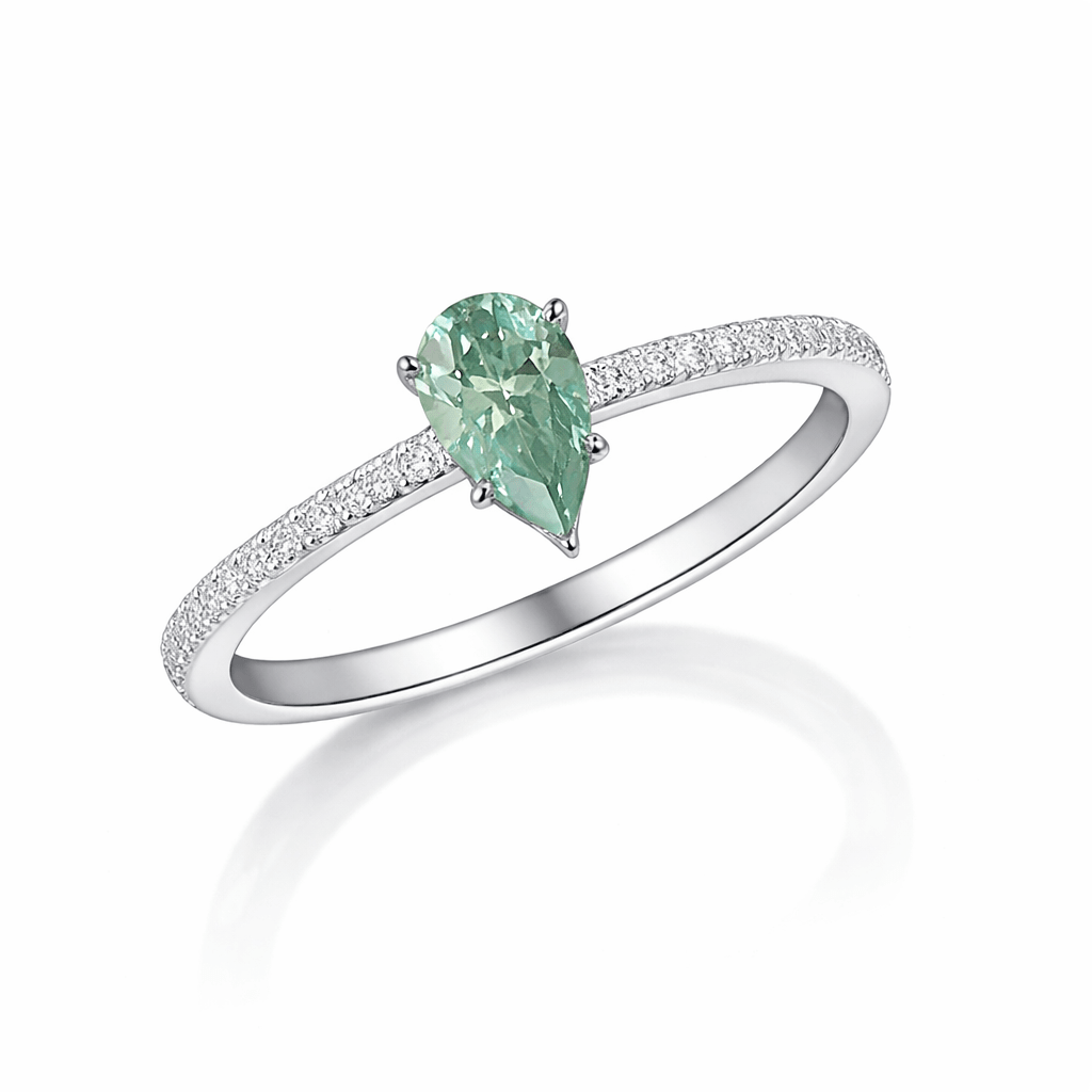 Bague Argent Poire Menthe - Erezya