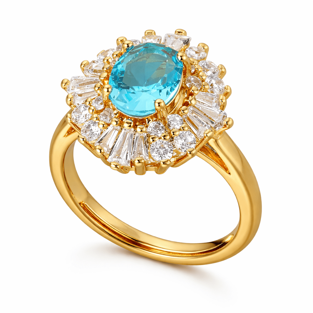 Bague “Aurora Vintage” – Zircon Bleu Halo - Erezya