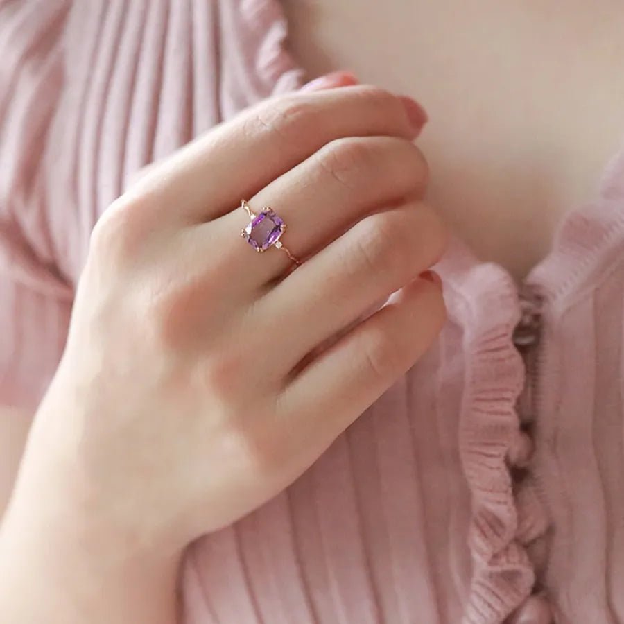 Bague Carré Zircon Violet – Argent 925 - Erezya