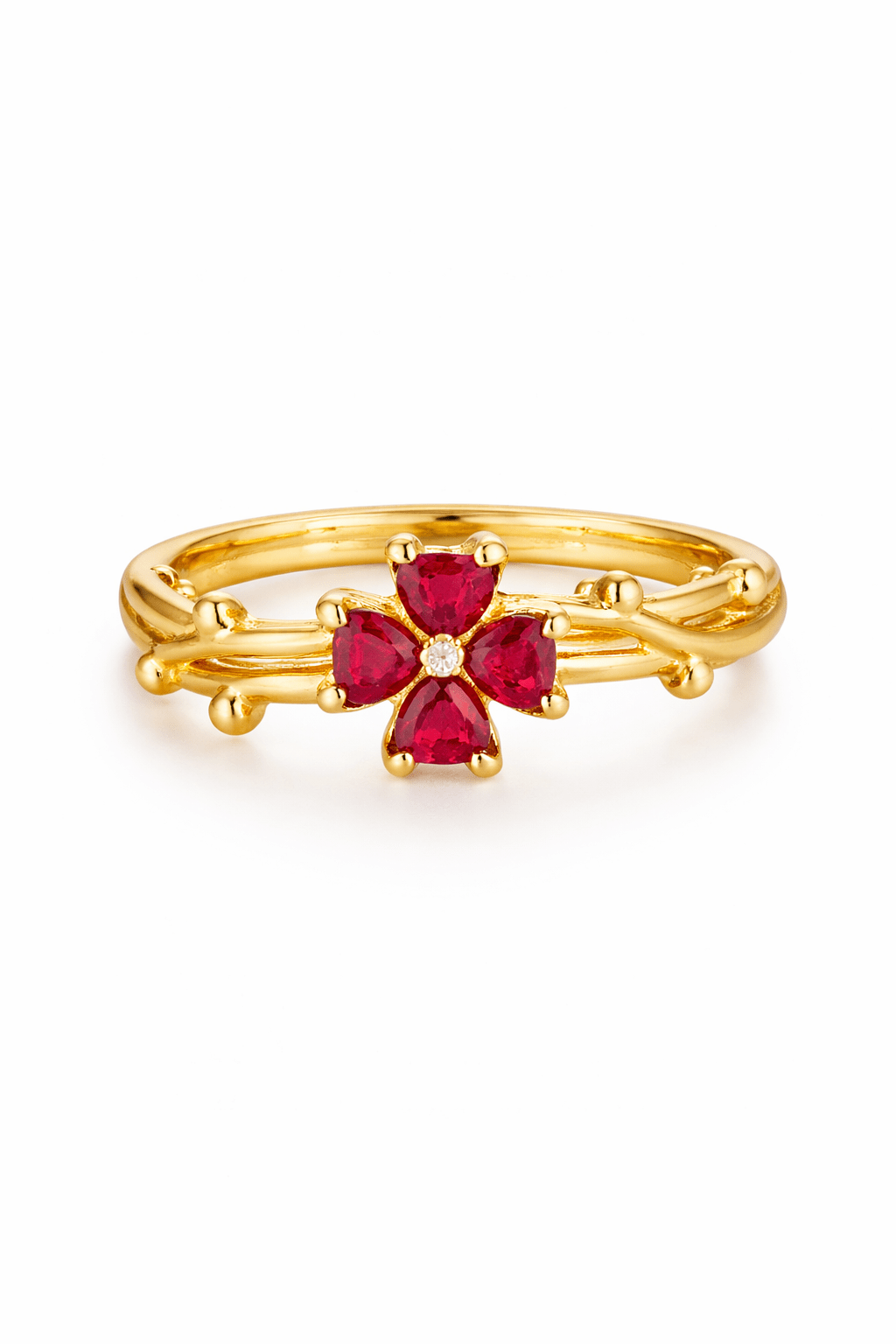 Bague Fleur Prune Royale – Plaqué Or 18K - Erezya