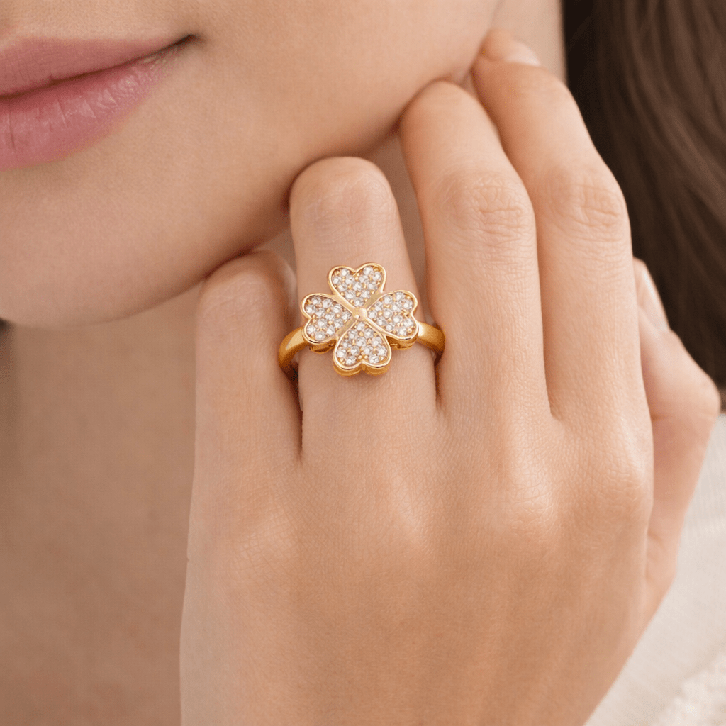 Bague Trèfle Éclat Doré - Erezya