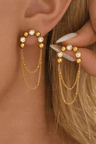Boucles d’Oreilles Chaîne Perles & Zircons - Erezya