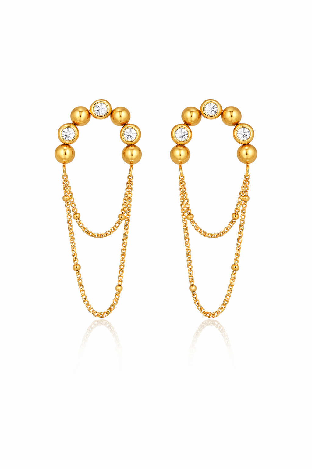 Boucles d’Oreilles Chaîne Perles & Zircons - Erezya