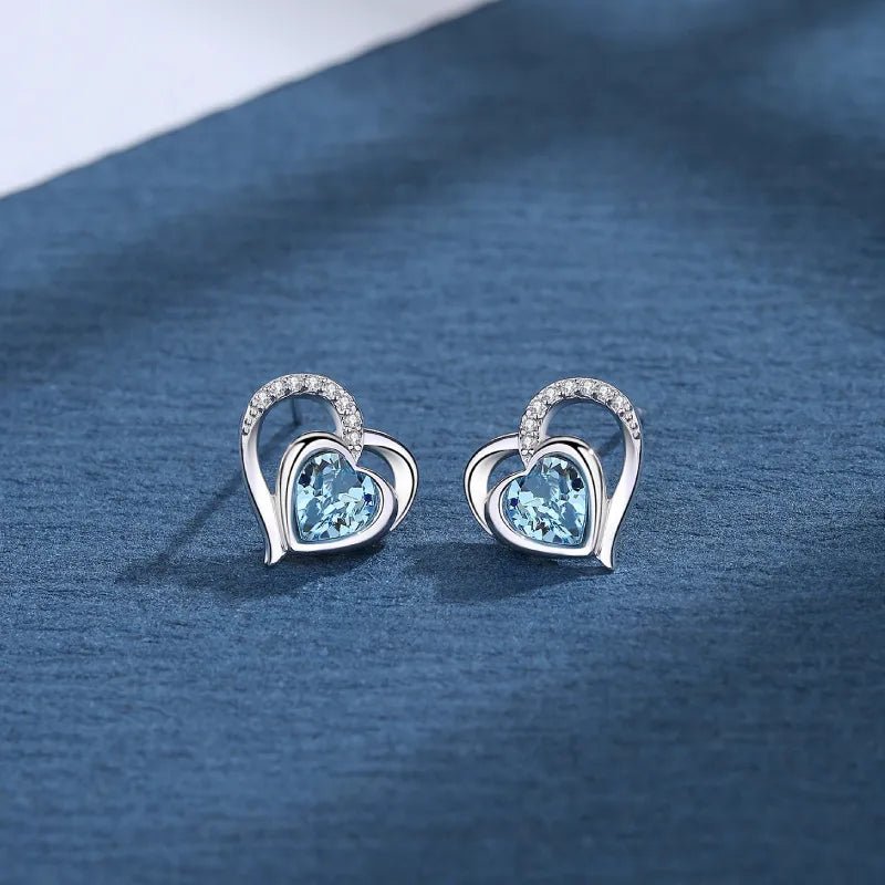 Boucles d'Oreilles Cœur Cristal – Argent 925 - Erezya