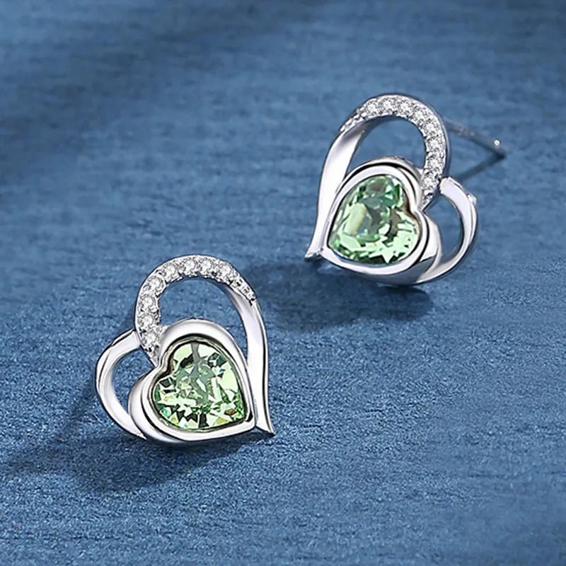 Boucles d'Oreilles Cœur Cristal – Argent 925 - Erezya