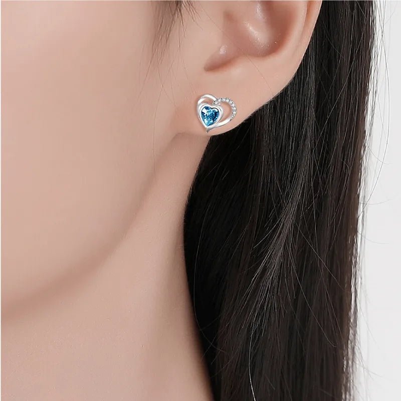 Boucles d'Oreilles Cœur Cristal – Argent 925 - Erezya
