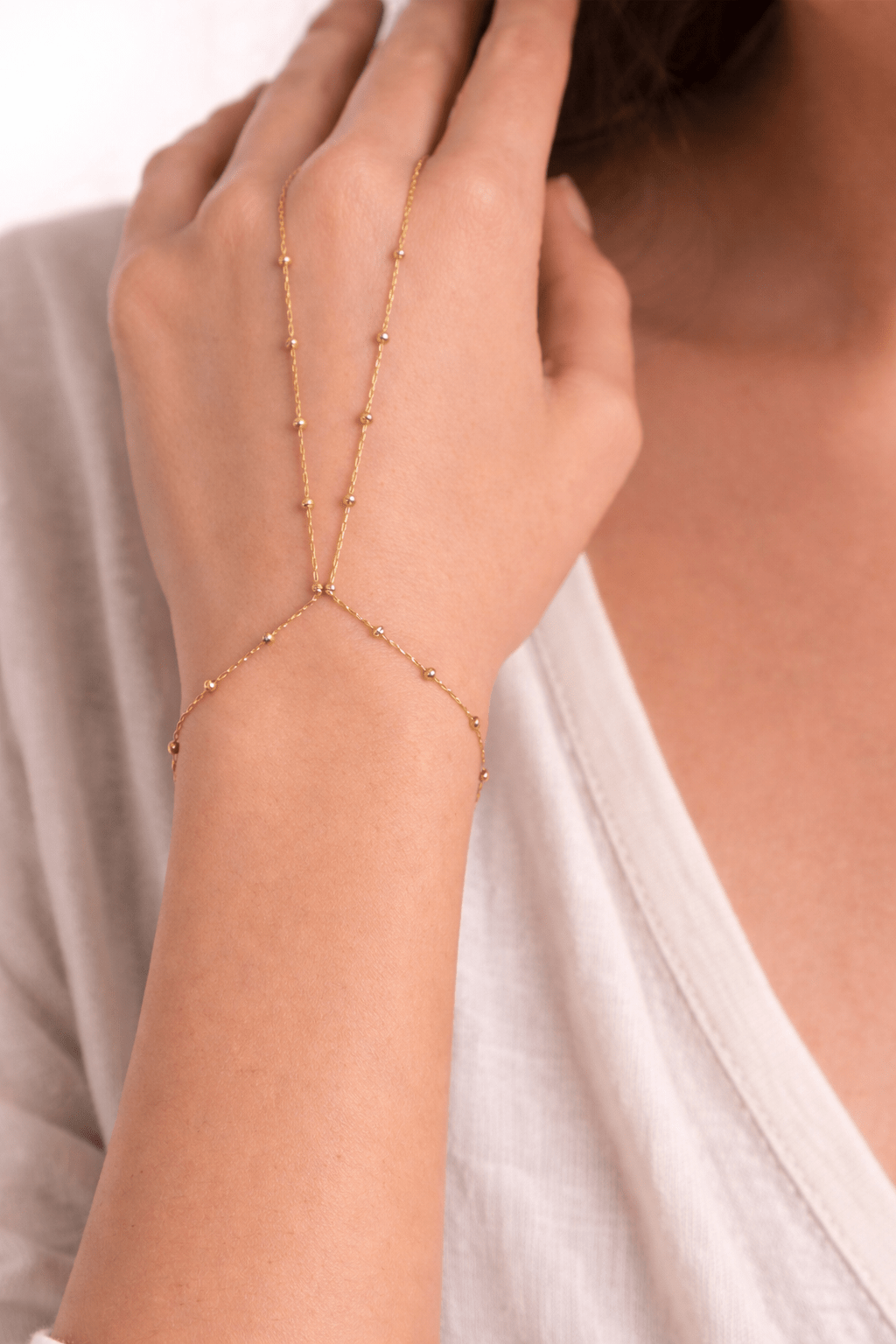 Bracelet Bague Chaîne Perlée - Erezya