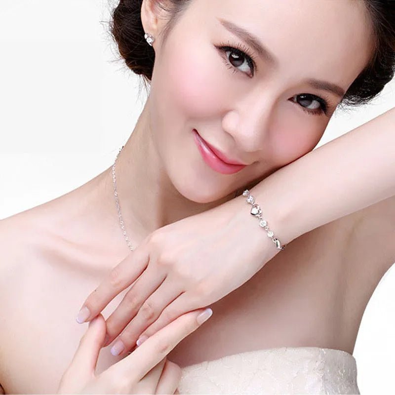 Bracelet Cœur Cristal – Argent 925 - Erezya