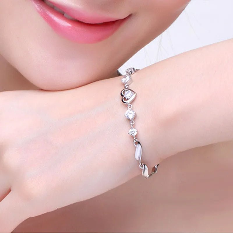 Bracelet Cœur Cristal – Argent 925 - Erezya