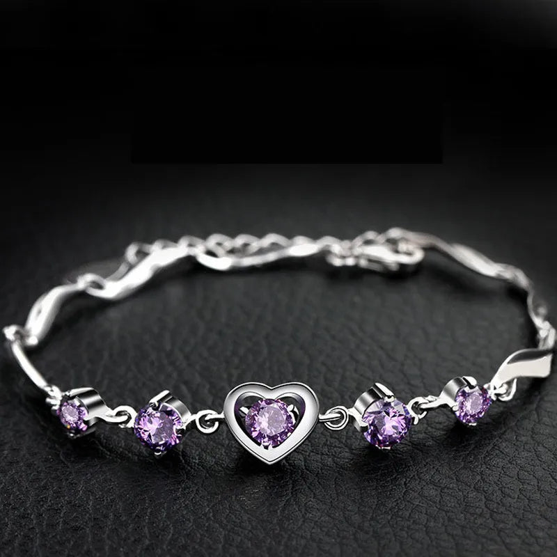 Bracelet Cœur Cristal – Argent 925 - Erezya