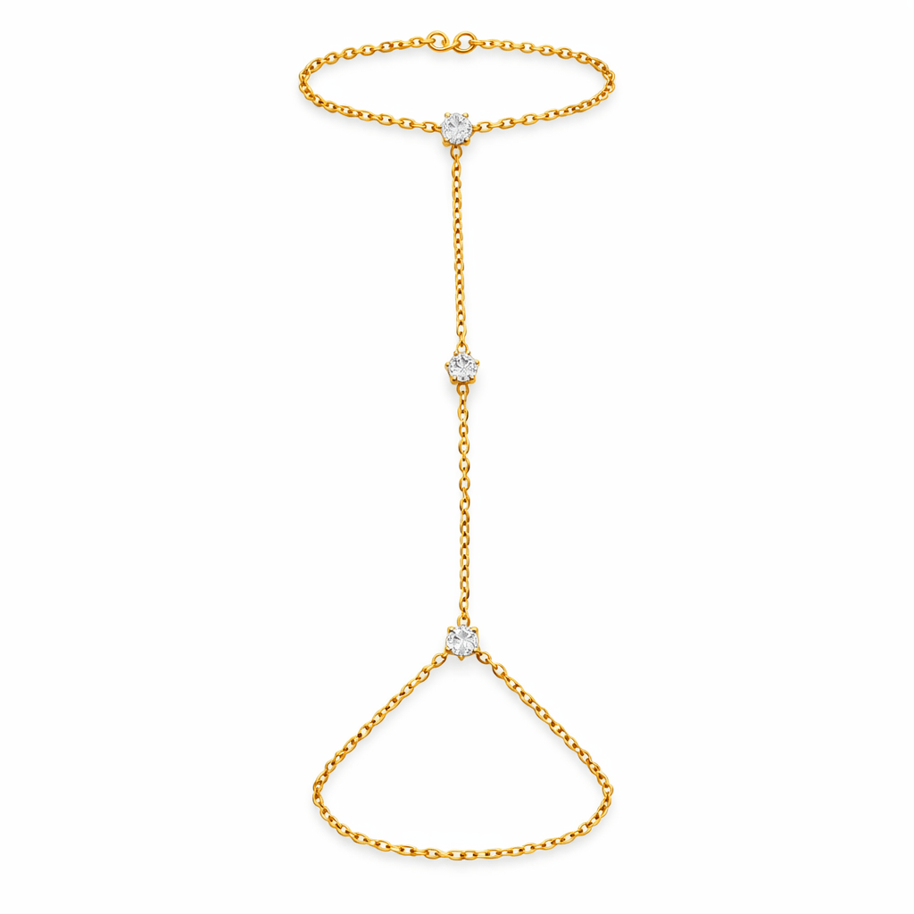 Bracelet de main – Plaqué Or & Zircons - Erezya