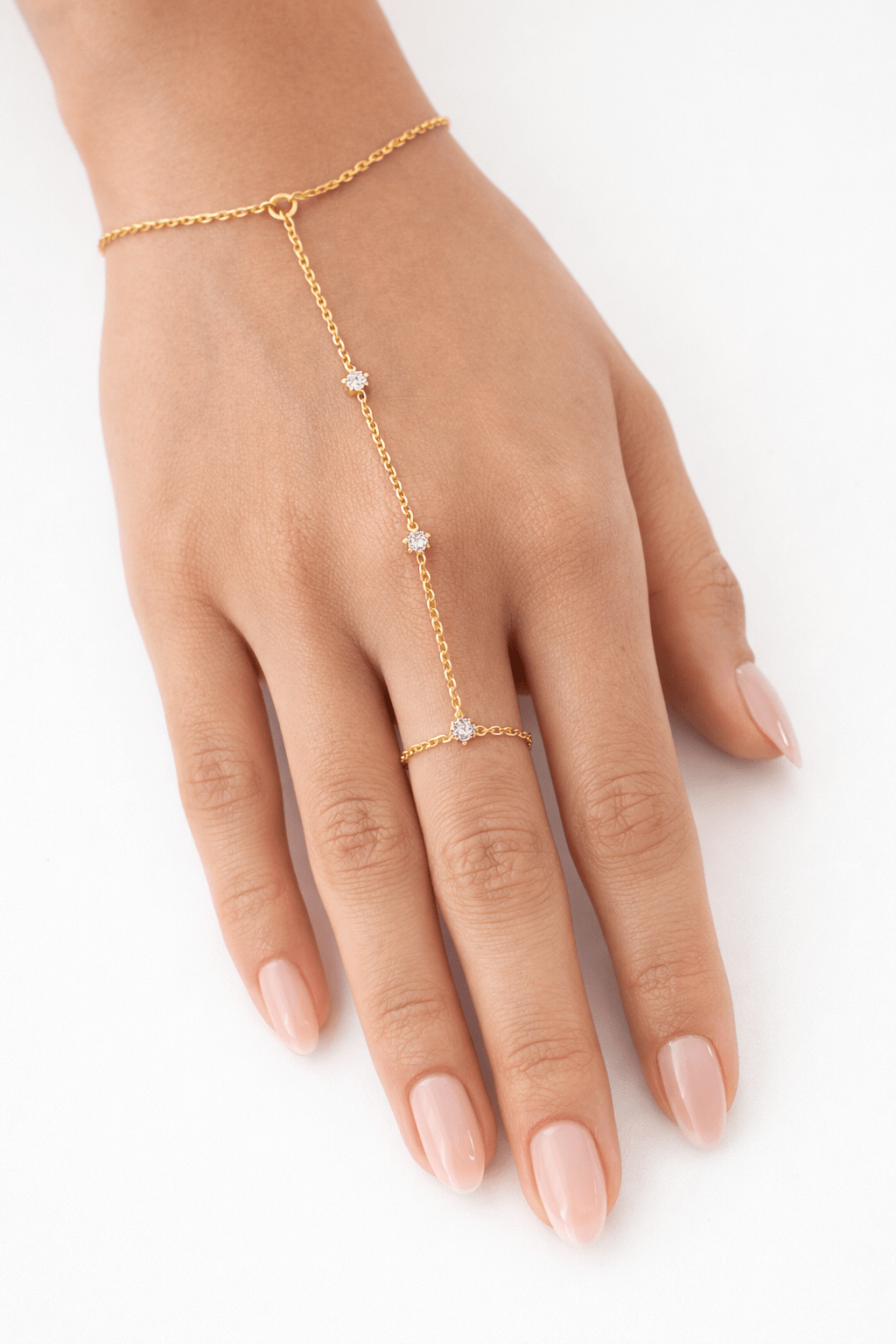 Bracelet de main – Plaqué Or & Zircons - Erezya