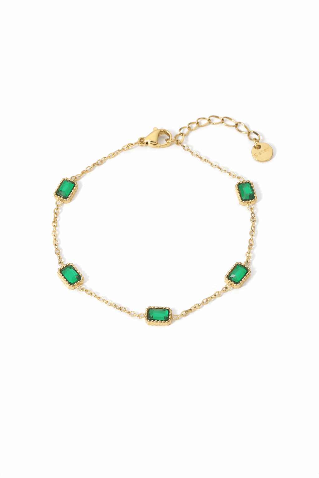 Bracelet Émeraude Rectangulaire – Plaqué Or 18K - Erezya