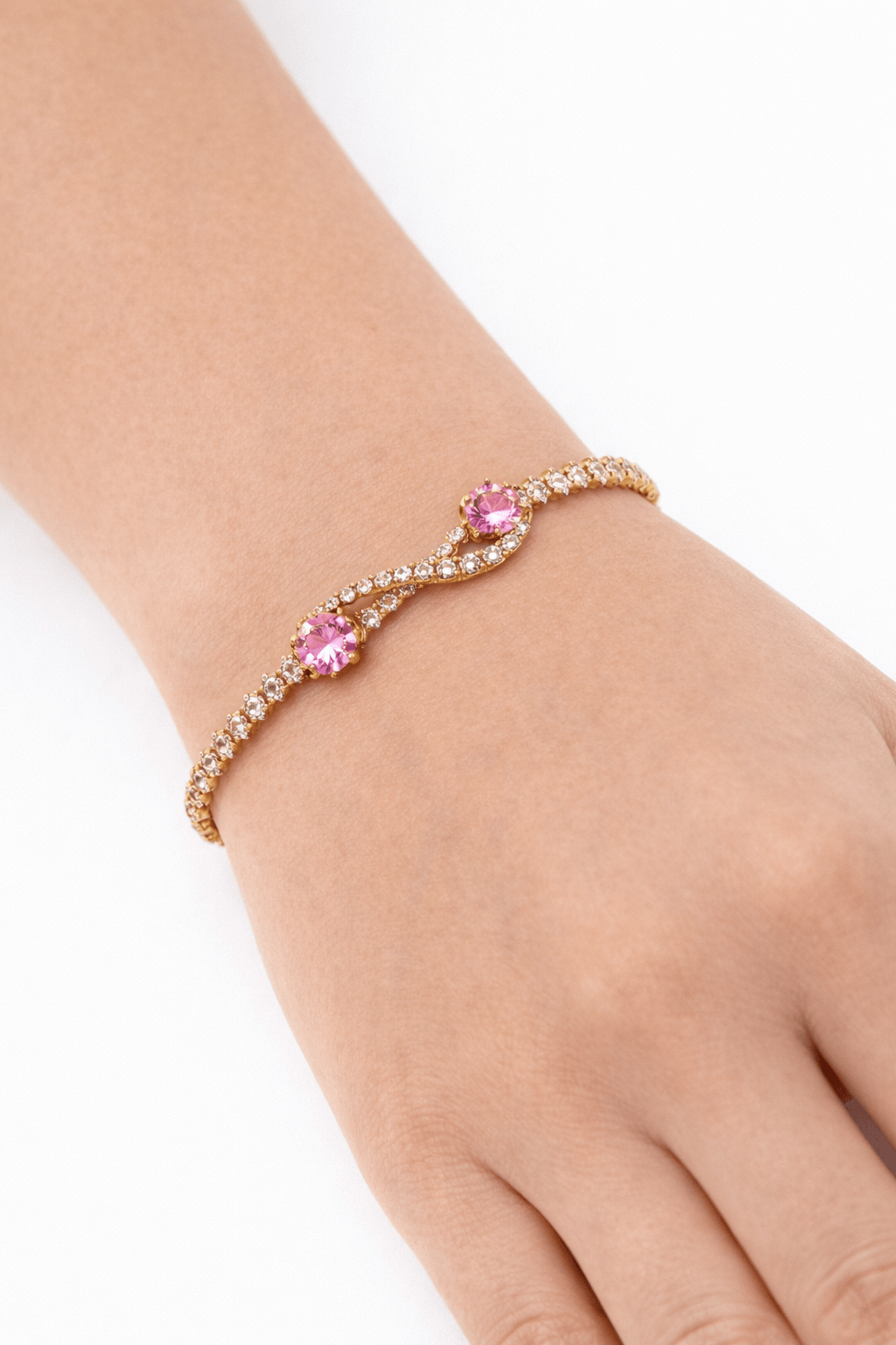 Bracelet Tennis “Duo Rosé” Plaqué Or – Zircons - Erezya