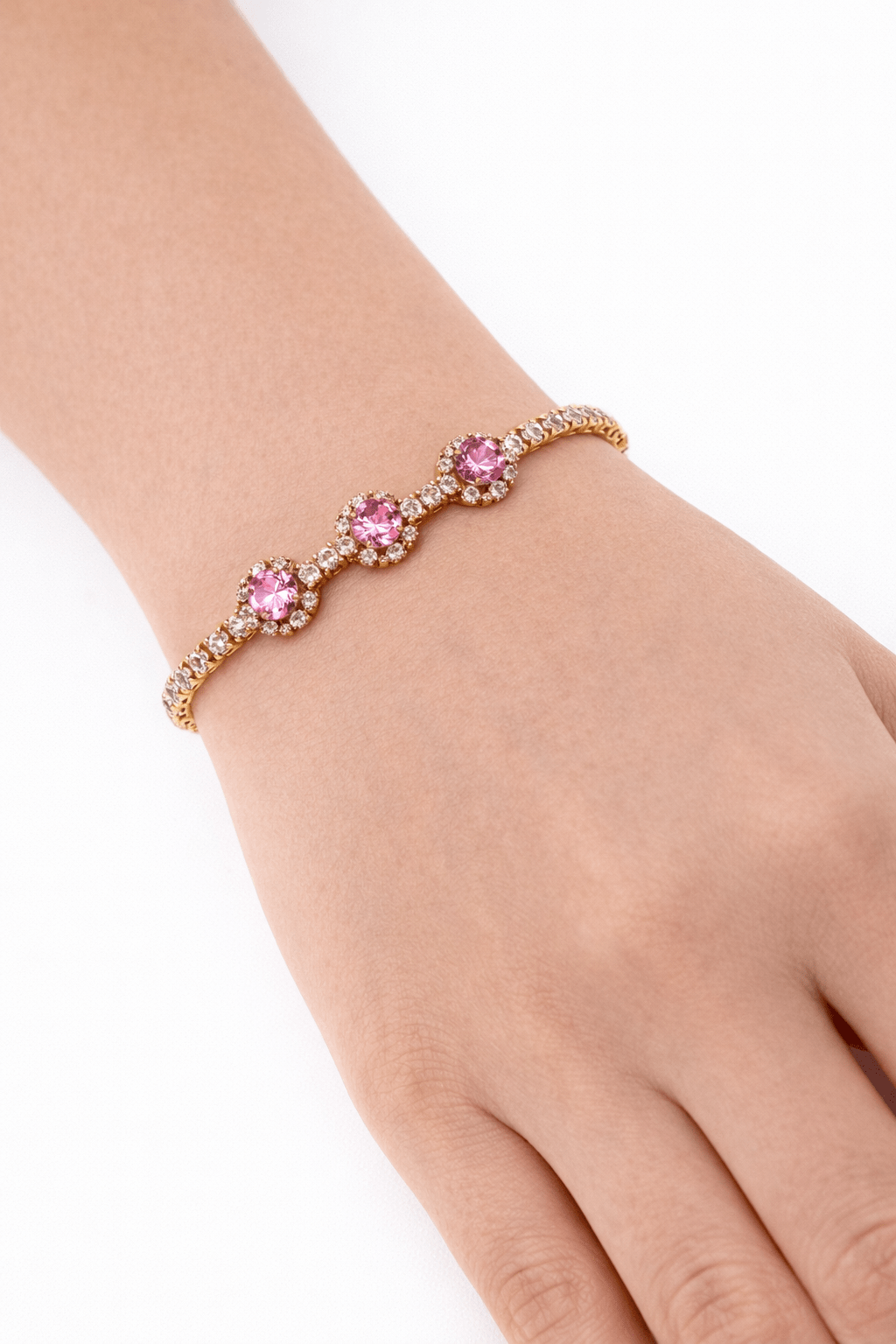 Bracelet Tennis “Trio Rosé” Plaqué Or – Zircons - Erezya