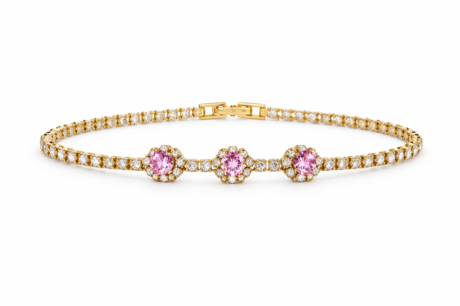 Bracelet Tennis “Trio Rosé” Plaqué Or – Zircons - Erezya