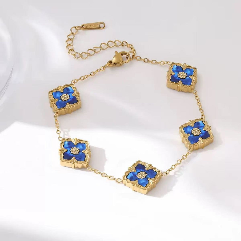 Bracelet Trèfle Azur Doré - Erezya