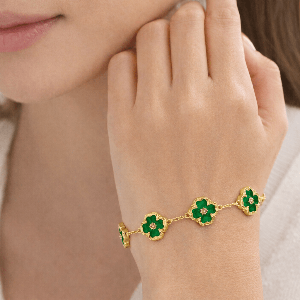 Bracelet Trèfle vert Doré - Erezya