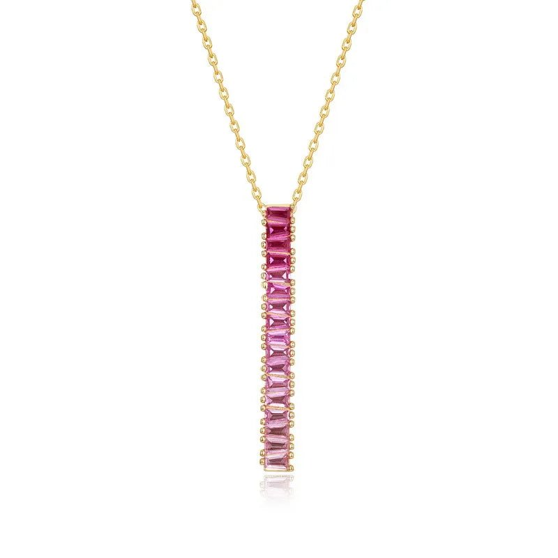 Collier Argent Barre Rose - Erezya