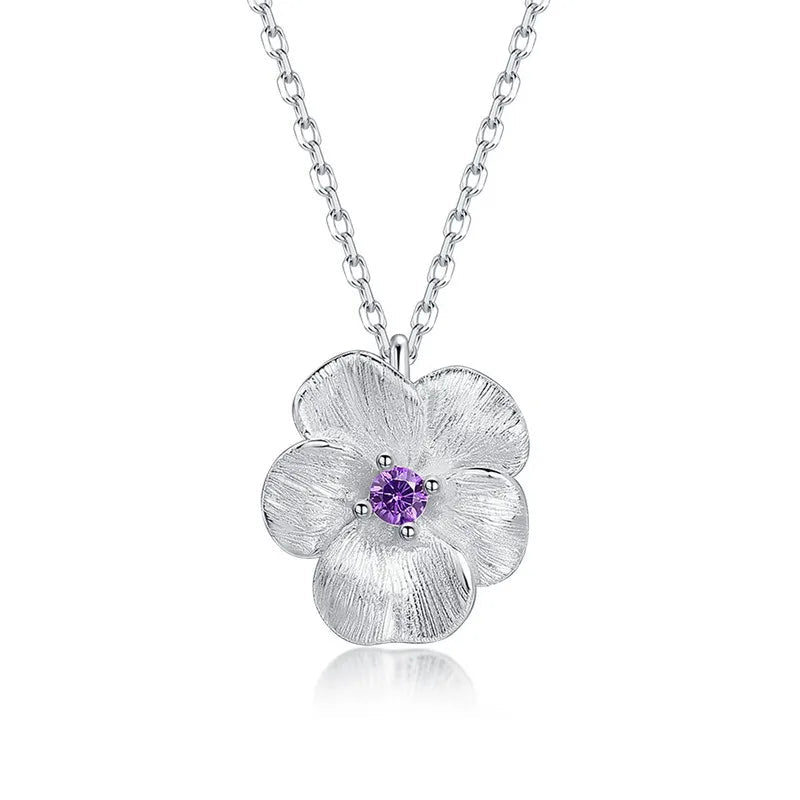 Collier Argent Fleur Rubis - Erezya