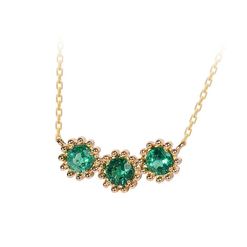 Collier Argent Rond Vert – Cristal Éclat - Erezya