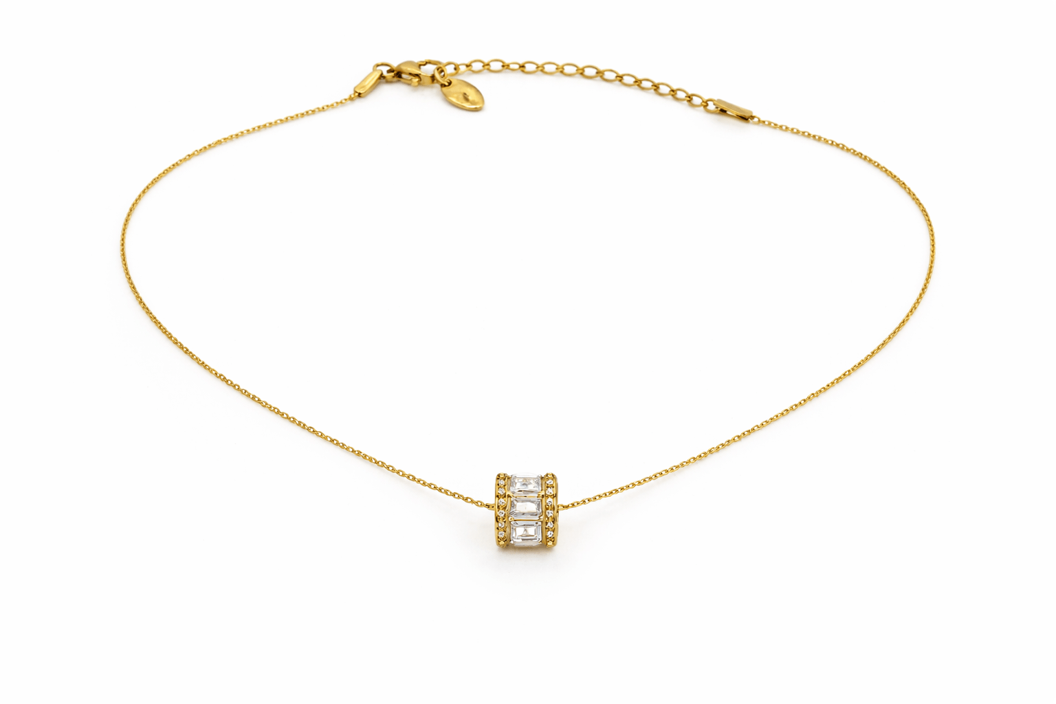 Collier “Éclat Baguette” Plaqué Or – Pendentif Zircon - Erezya