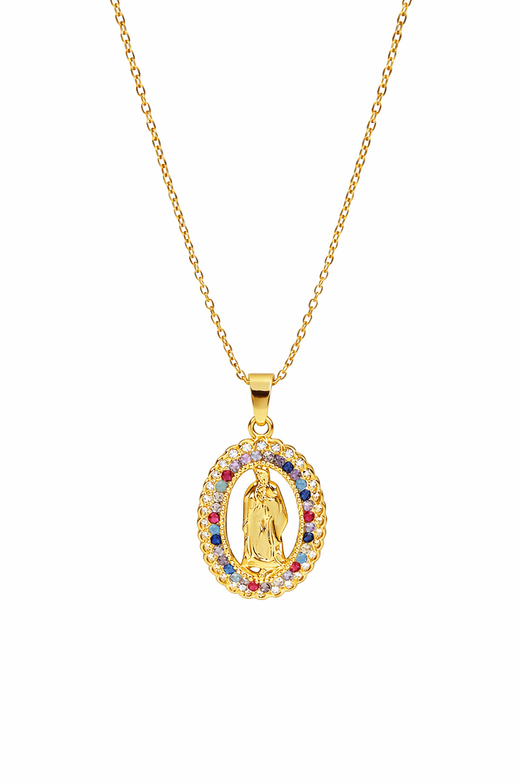 Collier Médaillon Vierge Marie Multicolore - Erezya