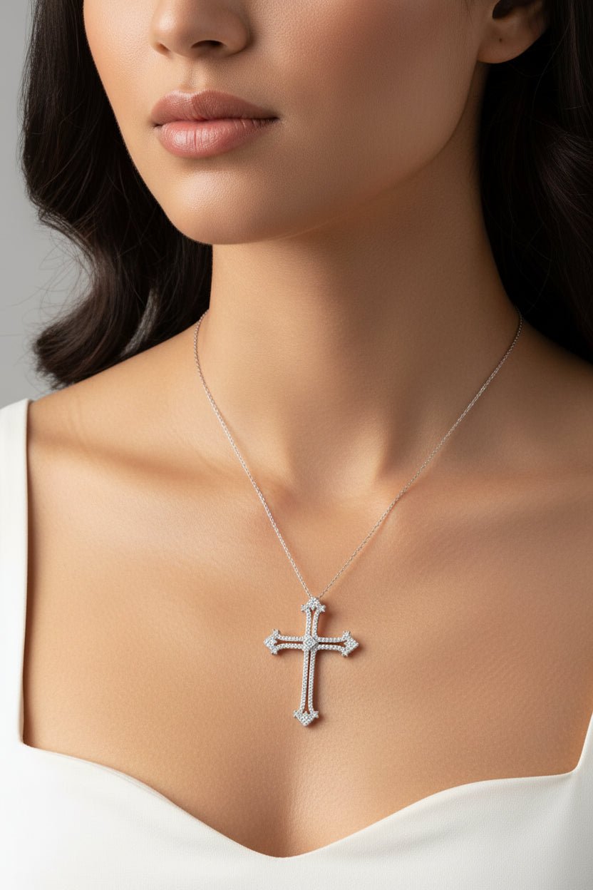 Collier Pendentif Croix Diamant – Argent 925 - Erezya