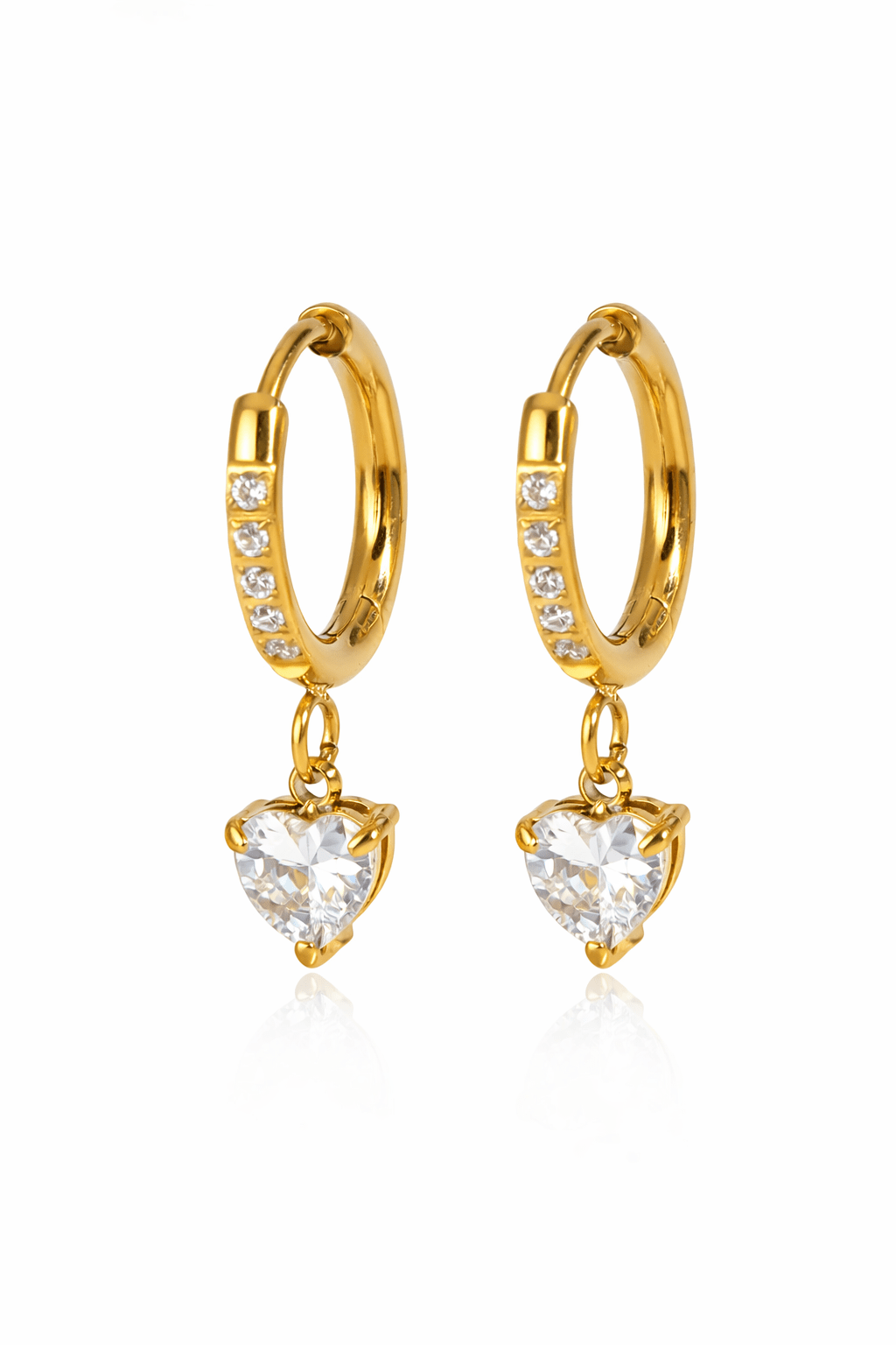 Créoles Cœur Cristal – Or PVD 16K - Erezya