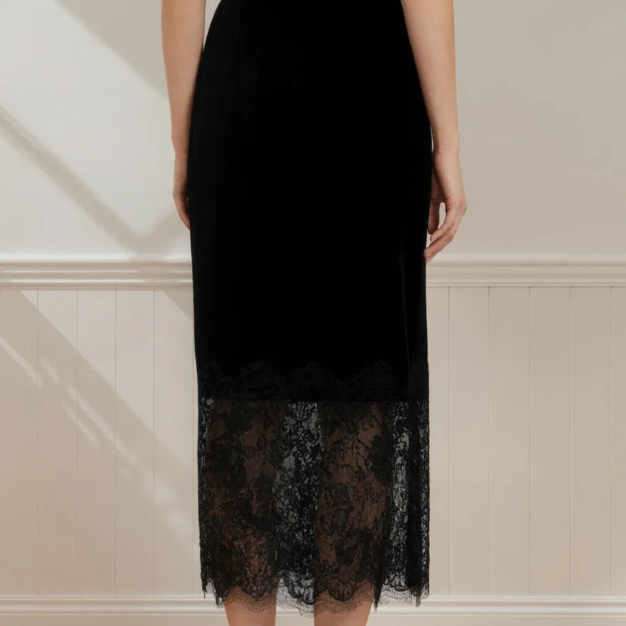 Jupe femme en velours avec dentelle - Erezya