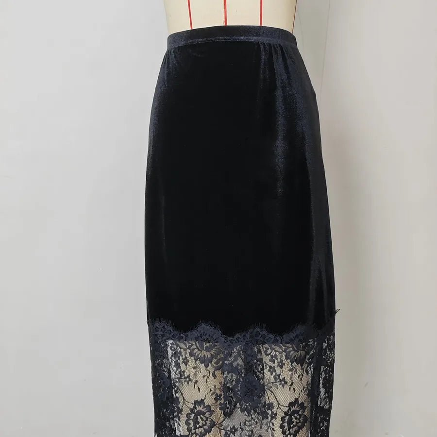 Jupe femme en velours avec dentelle - Erezya