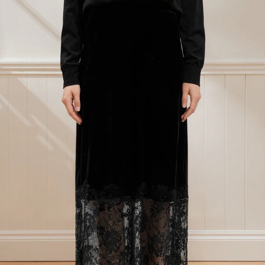 Jupe femme en velours avec dentelle - Erezya