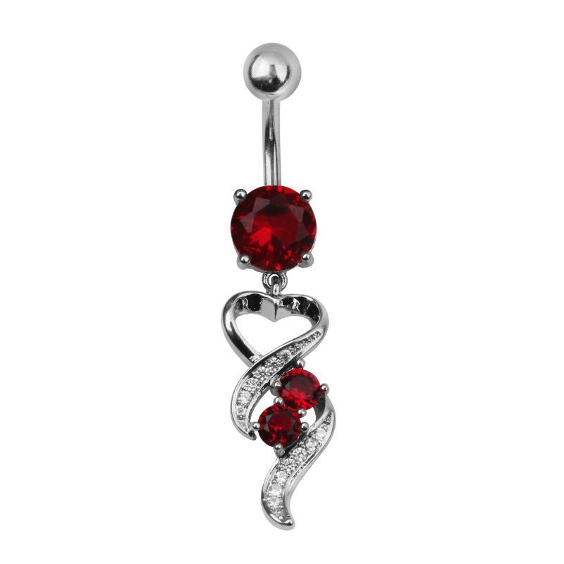 Piercing Nombril Cœur Infinity & Zircons Rouges - Erezya
