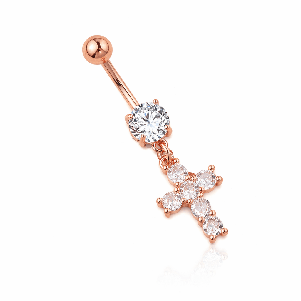 Piercing Nombril Croix en Zircons - Erezya