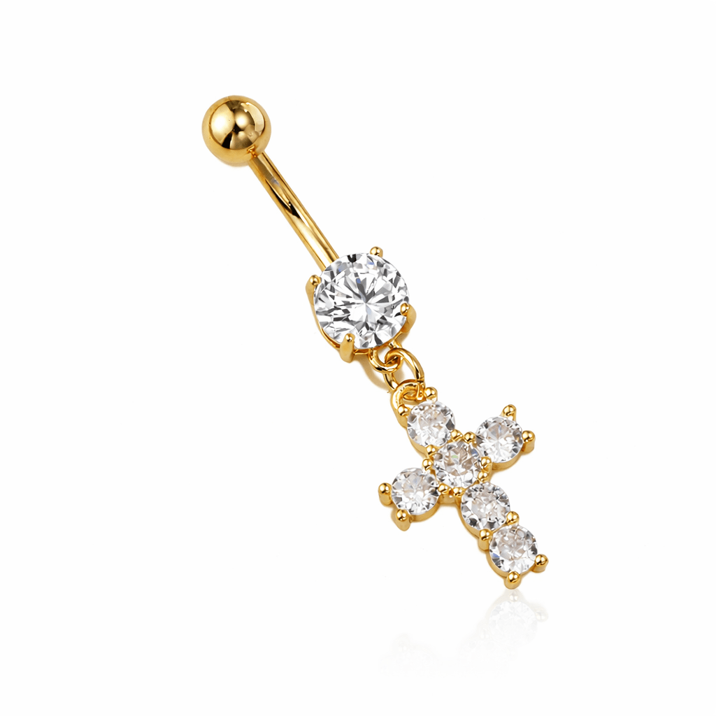 Piercing Nombril Croix en Zircons - Erezya